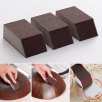 3Pcs Magic Sponge Brush Aluminum Oxide Emery Sponge Rust Dirt Stains Clean Brush Bowl Washing Pot Brush black