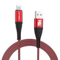 KEYSION USB duomenų kabelis, skirtas iPhone 14 13 12 11 Pro Max Xs max Xr X 8 7 6 plus 6s 5 s plius iPad 2.4A greito įkrovimo kabelis 1m raudona