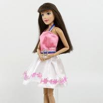 Lovely Pink Princess Dress for Barbie Doll Outfits Clothes for Barbie Accessories Dollhouse Kid Toy DIY Handmade Dolls for Kids rožinė