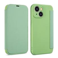 Skirtas iPhone 15 14 Pro Max 12 Mini 13 11 XR XS 8 7 Plus Case Skystas silikoninės odos atverčiamas kortelės lizdo dangtelis iPhone 12 Mini žalia