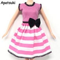 Madingi drabužiai Laisvalaikio drabužiai Barbie lėlėms 1/6 Rožinės princesės Juodas kaspinėlis Trumpos suknelės Barbie lėlių namelio lėlių drabužiams rožinė