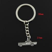 Madingas 30 mm raktų pakabukas Metalinis raktų pakabukas Raktų pakabukas Papuošalai Antikvariniai sidabro spalvos dengtas automobilis 27x11mm pakabukas sidabras