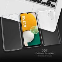 Skirtas Samsung Galaxy A13 Case 360 ​​Degree viso korpuso dangtelis Sumsung A 13 A13 4G 5G SM-A135F A137F minkštas silikonas PET + kietasis kompiuteris Skaidrios apsaugos Samsung A13 5G balta