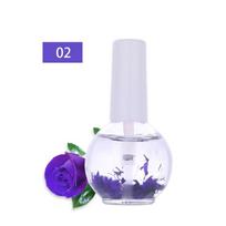 1 buteliukas 15ml nagų maitinamojo odelių aliejaus su džiovintomis gėlėmis, minkštiklis, valiklis, gėlių aromatas, skirtas DIY nagų dailės priežiūrai, nagų maitinamasis aliejus violetinė