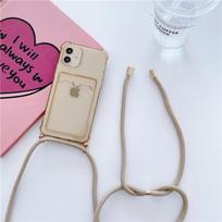 Crossbody Necklace dirželis, dirželis, laido silikoninis telefono dėklas, skirtas iPhone 14 11 Pro Max 12 Mini 13 XR XS X 7 8 Plus piniginės kortelės laikiklio dangtelis for iphone 7 or 8 chaki