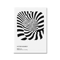 Viktoro Vasarely paroda Meno spaudinio iliuzija juodai balta plakatas Abstraktus geometrinis optinis drobės tapyba Sienų apdaila 21cm×30cm NoFrame