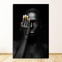 ir spausdina skandinavišką svetainės paveikslą ant sienos juodo aukso Afrikos meno moters šiaurietiško stiliaus tapyba ant drobės plakatų 21cm×30cm NoFrame black