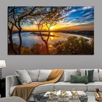 Šiuolaikinis saulėlydžio medžio dangus Natūralus peizažas Drobės tapyba Plakatai ir spaudiniai Cuadros Wall Art Svetainės namų dekoras be rėmelio 20cm×40cm No Frame