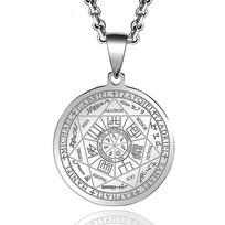 Nerūdijančio plieno amuletiniai pakabukai kaklo papuošalai vyrams Moterų vintage Rune Summon Magic Circle Seal Tag Kaklo grandinės papuošalai sidabras