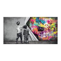 Graffiti vaikas atidengtas teisingumo drobė, tapyba kumščiu, mobiliuoju pančiu plakato spausdinimo sienelės paveikslas, skirtas gyvenamojo kambario dekorui Cuadros 60x120cm Unframed
