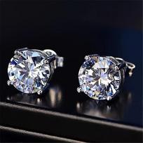 1 pora paprastų apvalių cirkonio auskarų, skirtų vyrams, dovana šventiniam vakarėliui sidabras