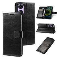 Madingas odinis telefono dėklas Flip Wallet Book Apverčiamas telefono dangtelis kortelės lizdas, skirtas OPPO A18 A38 A58 A78 4G 5G A98 A57S A77S A96 A74, skirtas Redmi Note 12 13 Pro Realme C55 juoda