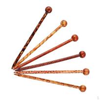 6 vnt. Retro rašto mediniai plaukų segtukai, galvos papuošalai, papuošalų aksesuarai, 13 cm brown