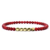 Nauja vyriška 4 mm apyrankė netaisyklingų varinių karoliukų siūlų apyrankė Minimalistinė juodo onikso akmens apyrankė Pulsera Hombre dovana jam Joias