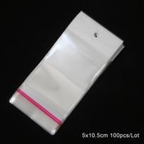 100 vnt. skaidrus lipnus sandariklis plastikinis laikymo maišelis OPP pakuotės maišelis su pakabinamų skylių mažmeninės pakuotės maišeliu 01 5x10.5cm white