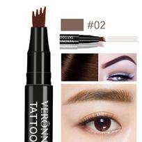 3D Vandeniui atsparus mikrobleidingo antakių pieštukas su 4 šakelių galiuku, tatuiruočių pieštukas makiažui, 4 spalvos 02 Dark Brown black