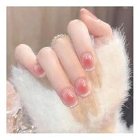 30Pcs Press on Short Elegant Red Chinese Style Bamboo Nails Square Glossy Nail Extension G
