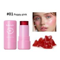 Jelly Powder Blusher for Lazy People, Long-lasting Color Development, Moisturizing and Shimmering Rouge, Powder Blusher Stick