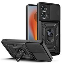 Skirtas Moto Edge 50 Fusion 50Ultra 50 Pro Edge 40 Neo Slide Lens Camera Protection Smūgiams atsparus šarvų dėklas, skirtas Motorola E13 magnetinio žiedo laikiklio dangčiui Moto edge 50 Fusion juoda