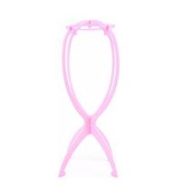 Plastic DIY Wig Stand Stable Portable Folding Stand Holder for Short Wig rožinė