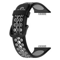 Dviejų spalvų silikoninis dirželis, skirtas Huawei Watch Fit 2 kvėpuojantis laikrodžio apyrankė, skirtas Huawei Watch Fit2 Active Band apyrankei For Huawei Watch Fit 2 juoda pilka spalva