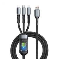 100 W greito įkrovimo laidas kelių įkroviklio laidas, nailoninis, daugialypis USB universalus 3 viename įkrovimo laido adapteris su C tipo mikro juoda