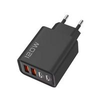 4 prievadų USB C PD įkroviklis Greitas įkrovimas 3.0 C tipo USB telefono įkrovikliai greito įkrovimo adapteris, skirtas iPhone 15 14 Samsung Xiaomi Huawei EU juoda