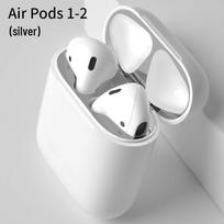 Metalinis lipdukas Pro, skirtas Airpods 2-os ir 3-ios kartos - Apsauga nuo dulkių, Itin plonas AirPods 1st/2nd Gen sidabras