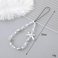Perlų lankelis su karoliukais pakabukas telefono dėklas ir raktų pakabuko virvelė Crystal Bow, Short mobile phone chain