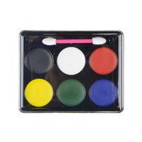 6-Color Face Paint Palette Red White Blue Black Green Yellow Body Painting Makeup Water-Based Highly Pigmented Hypoallergenic Artist Palette
