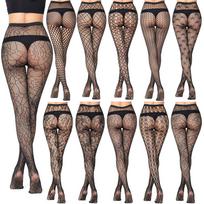 Aukšto elastingumo žakardinės tinklinės kojinės - Seksualios voratinklio ir drugelių pėdkelnės Simple Pack leopardo rašto spalva