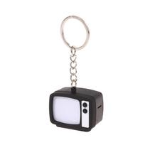 Mini senovinis televizoriaus rinkinys raktų pakabuko modeliavimas LED garso televizoriaus modelio raktų pakabukas Kūrybiškas televizorius raktų laikiklis, pakabinamas automobilio raktų pakabukas as the picture