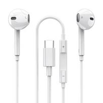 Skaitmeninės C tipo laidinės ausinės, suderinamos su C tipo sąsajos mobiliaisiais telefonais 9D HiFi stereo muzika su HD mikrofonu Ausinių triukšmo mažinimas, skirtas Samsung balta