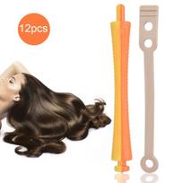 12Pcs Standard Hair Rollers Heat Perm Wave Rod Hair Clip Curlers with Rubber Band SH-3 SH-3 orange