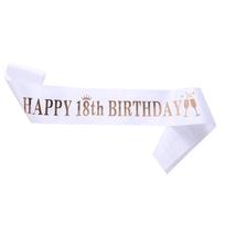 Laimingo gimtadienio vakarėlio juosta - Amžiaus variantai: 10, 13, 16, 18, 21, 30 One Size white