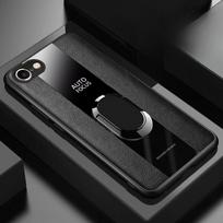 Magnetinis žiedinis stovas dėklas iPhone 16E 16 E skirtas iPhone SE 4 2025 5G prabangus PU odos minkštas silikoninis smūgiams atsparus dėklas buferis For iPhone 16E juoda