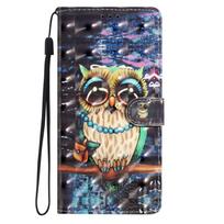 3D Pelėdos Rašto PU Odos Telefono Piniginės Dėklas iPhone, Samsung, Xiaomi Redmi, Motorola, Blackview, Oppo, Huawei, Honor, Google, ZTE, Ulefone, TCL Xiaomi 13 Pro tamsiai mėlyna spalva