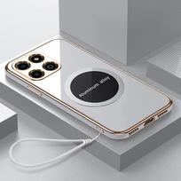 For Honor X8a Case Honor X8a Phone Case Magnetic attraction Luxury Square Plating ShockProof Silicone Back Cover Case & Strap&Honor X8a gray