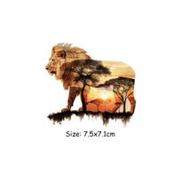 Sun Lion Heat Transfer Sticker For T-Shirt Dresses Jeans Parches Ropa Diy Heat Press Appliqued Iron-On Patch Easy To Print brown