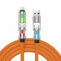 4-IN-1 240W USB Type C į USB C kabelis PD greito įkroviklio laidas iPhone 16 Pro Max 15 iPad Xiaomi Samsung planšetiniam kompiuteriui 1M duomenų laidas oranžinė
