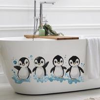 Animacinis pingvinas Vonios kambarys Vonios kambarys Namų fonas Gražinimo dekoracija Sieniniai lipdukai 25*60cm/fun-f528 white