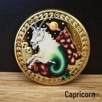 Auksu dengtos Zodiako proginės monetos: 12 Zodiako ženklų Taro saulės medaliai