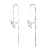 Gu Maoning Creative Diamond-Encrusted Fairy Crane Earrings white