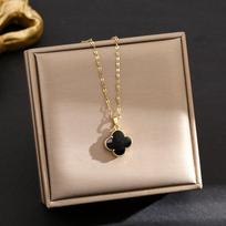 Four Leaf Clover Necklace Women Premium Design Sense Niche Titanium Steel Net Red Collarbone Chain Jewelry