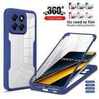 360 Pilnai Dengiantis Telefono Dėklas POCO X6 X7 X5 X4 X3 Pro C65 Skaidrus Apsauginis Dėklas Priekiui ir Nugarėlei POCO F6 F5 M3 Pro 5G Nugarėlės Apsauginis Dėklas For POCO X6 Pro 5G&For POCO mėlyna