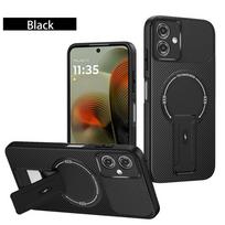 Carbon Fiber Invisible Stand Holder Built-in Magnetic Ring Case for Moto G35 G55 G75 G85 G54 Camera Protection Cover Motorola Moto G35 juoda