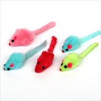 Cats Play with Colorful Tailed Little Mice. Pet Toys, Cat Toys, Colorful Mice, Plush Mice 10 opp bags pink