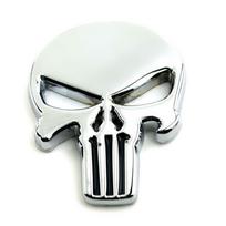 3D Metalo Emblema Ženklelis Lipdukas Punisher Kaukolė Automobilio Motociklo Vandeniui Atsparus sidabras
