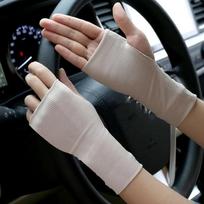 1 pora elastinių pirštinių nuo UV spindulių, ledo šilko pirštinių be pirštų galiukų, apsaugančių nuo saulės, puspirštinių, vasaros, lauko kūno spalva