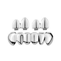 Trendy Hip Hop Teeth Grillz Set Delicate Performance Ready Shiny Teeth Grillz Set HipHop Accessory for Artists sidabras
